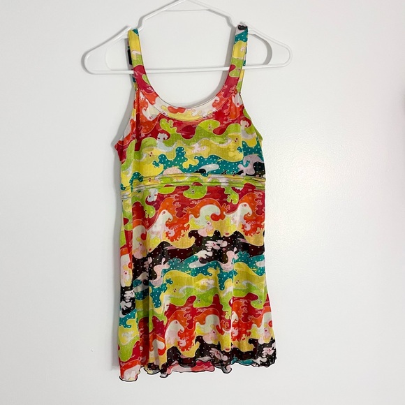Diane Von Furstenberg Multicolored Y2K tank top with a front tie. - Picture 3 of 6